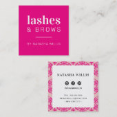 LASHES AND BROWS moderne minimalistische hollywood Vierkante Visitekaartje (Voorkant / Achterkant)