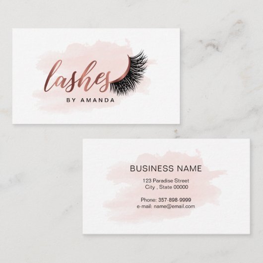 Lashes artiest visitekaartje in goudkleur van roos (Voorkant / Achterkant)