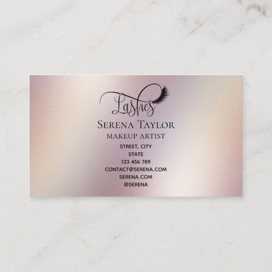 Lashes Beauty Make-up Girl Lash Holografische Foli Visitekaartje (Achterkant)