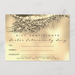 Lashes Beauty Makeup Certificate Gift Gold Metalic