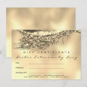 Lashes Beauty Makeup Certificate Gift Gold Metalic (Voorkant / Achterkant)