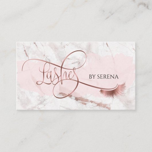 Lashes Beauty Makeup Girl Lash Extension Marble Visitekaartje (Voorkant)