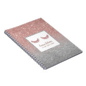 Lashes Beauty Roos Gold en Silver Glitter Modern Notitieboek (Rechterzijde)