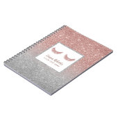 Lashes Beauty Roos Gold en Silver Glitter Modern Notitieboek (Linkerzijde)