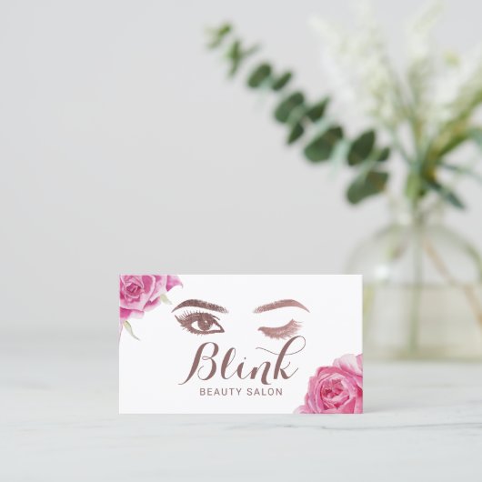 Lashes Beauty Salon Elegant Floral Appointment Afsprakenkaartje (Staand voorkant)