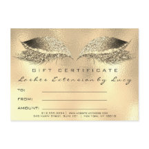 Lashes Beauty Studio Makeup Certificate Gift Gold