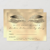 Lashes Beauty Studio Makeup Certificate Gift Gold (Voorkant / Achterkant)