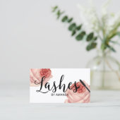 Lashes Black Script  Floral Lash Extension Visitekaartje (Staand voorkant)