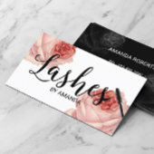 Lashes Black Script Floral Lash Extension Visitekaartje