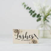 Lashes Black Script Ivory Floral Lash Extension Visitekaartje (Staand voorkant)