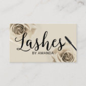 Lashes Black Script Ivory Floral Lash Extension Visitekaartje (Voorkant)