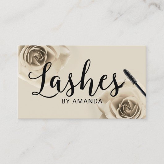 Lashes Black Script Ivory Floral Lash Extension Visitekaartje (Voorkant)