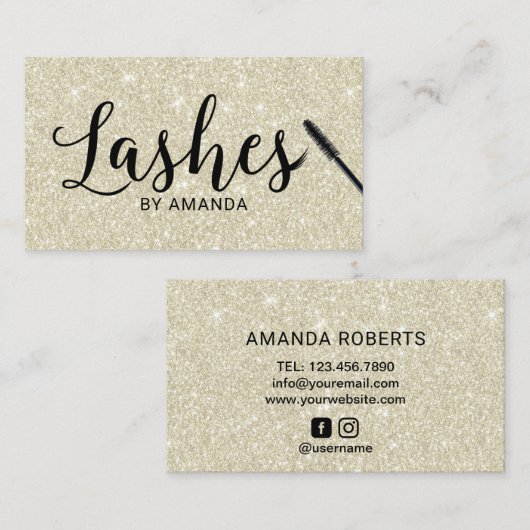 Lashes Black Script Shimmer Ivory Lash Extension Visitekaartje (Voorkant / Achterkant)