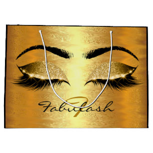 Lashes Bridal Eyes Golden Glitter Name Monogram Groot Cadeauzakje