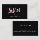 Lashes Bright roze roze zwarte Typograaf Makeup Visitekaartje (Voorkant / Achterkant)