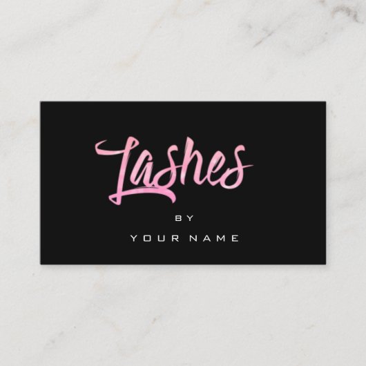 Lashes Bright roze roze zwarte Typograaf Makeup Visitekaartje (Voorkant)