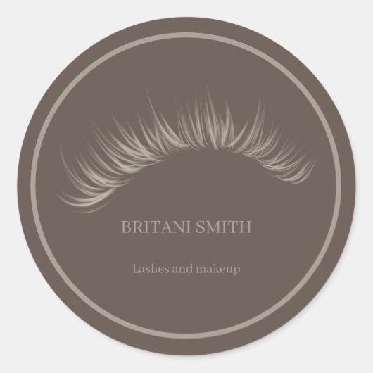 Lashes brown ronde sticker (Voorkant)