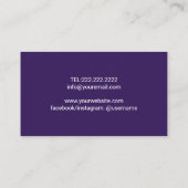 Lashes & Browns Salon Modern Paarse Silver Glitter Visitekaartje (Achterkant)