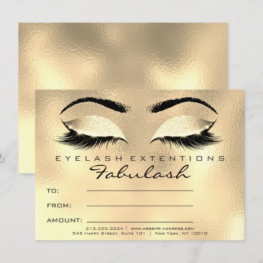 Lashes Browns Waxing Makeup Certificate Gift SPA (Voorkant / Achterkant)