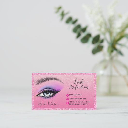 Lashes Brows Beauty Make-up Glitter Visitekaartje (Staand voorkant)