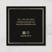 Lashes Brows Beauty Salon Black & Gold Botanical Vierkante Visitekaartje (Achterkant)