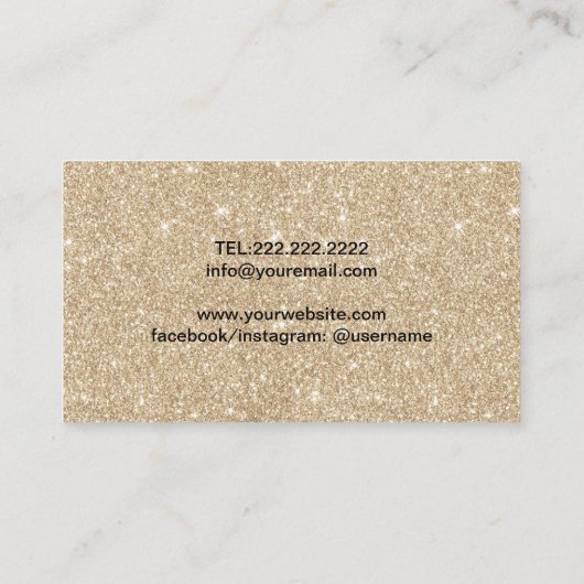 Lashes Brows Beauty Salon Black & Gold Glitter  Visitekaartje (Achterkant)