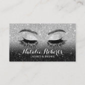 Lashes Brows Beauty Salon Black & Silver Glitter Visitekaartje (Voorkant)