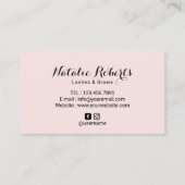  Lashes Brows Beauty Salon Blush Pink Visitekaartje (Achterkant)
