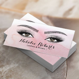 Lashes & Brows Beauty Salon Blush Pink Waterverf Visitekaartje