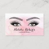 Lashes & Brows Beauty Salon Blush Pink Waterverf Visitekaartje (Voorkant)
