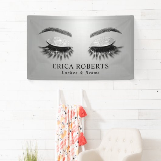 Lashes & Brows Beauty Salon Modern Silver Spandoek (Insitu)
