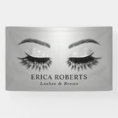 Lashes & Brows Beauty Salon Modern Silver Spandoek (Horizontaal)