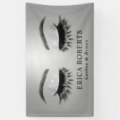 Lashes & Brows Beauty Salon Modern Silver Spandoek (Verticaal)
