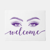 Lashes & Brows Beauty Salon Paars Script Welcome Deurmat (Voorkant)