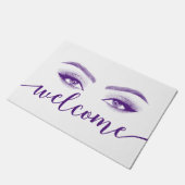 Lashes & Brows Beauty Salon Paars Script Welcome Deurmat (Schuin)
