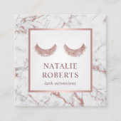 Lashes & Brows Beauty Salon Roos Gold Marble Vierkante Visitekaartje (Voorkant)