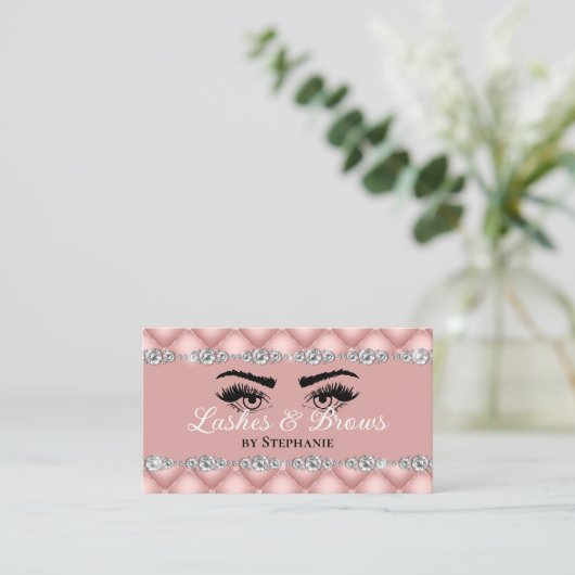 Lashes Brows Blush Pink Diamonds Glamoureus Visitekaartje (Staand voorkant)