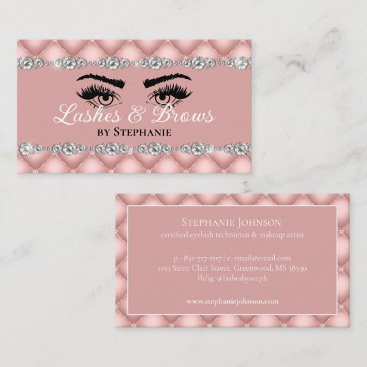 Lashes Brows Blush Pink Diamonds Glamoureus Visitekaartje (Voorkant / Achterkant)