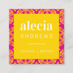 LASHES & BROWS  elegant geel felroze Vierkante Visitekaartje