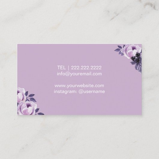 Lashes & Brows Elegant Paarse Makeup Artist Visitekaartje (Achterkant)