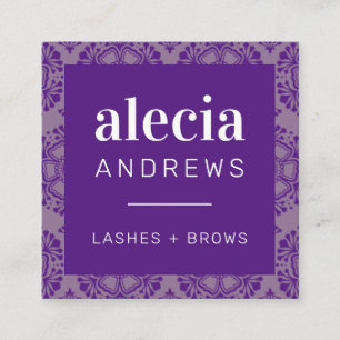 LASHES & BROWS elegante paarse mauve Vierkante Visitekaartje