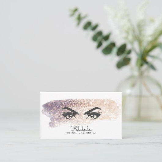 Lashes Brows Expert Glitter Brushstroke Visitekaartje (Staand voorkant)