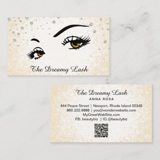 *~* Lashes Brows Extensions Bling Glitter Visitekaartje (Voorkant / Achterkant)