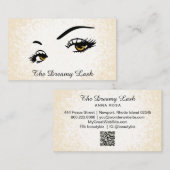 *~* Lashes Brows Extensions Gold Glitter QR Visitekaartje (Voorkant / Achterkant)