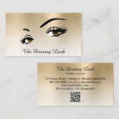*~* Lashes Brows Extensions QR Gold Glitter Visitekaartje (Voorkant / Achterkant)
