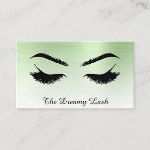 *~* Lashes Brows Extensions QR Metal CELERY GREEN Visitekaartje