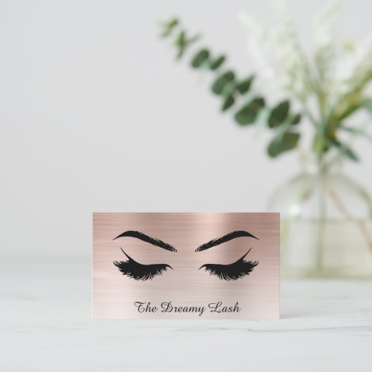 *~* Lashes Brows Extensions QR Metal PEACH BRONZE Visitekaartje (Staand voorkant)
