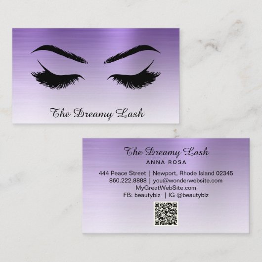 *~* Lashes Brows Extensions QR Metal ROYAL PAARS Visitekaartje (Voorkant / Achterkant)