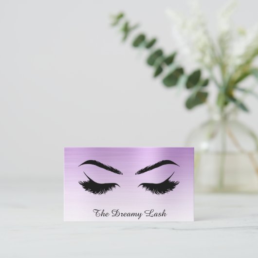 *~* Lashes Brows Extensions QR Metal VIOLET Visitekaartje (Staand voorkant)