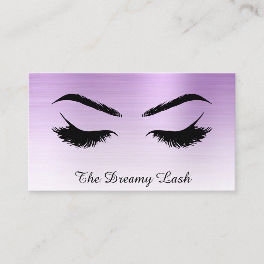 *~* Lashes Brows Extensions QR Metal VIOLET Visitekaartje (Voorkant)